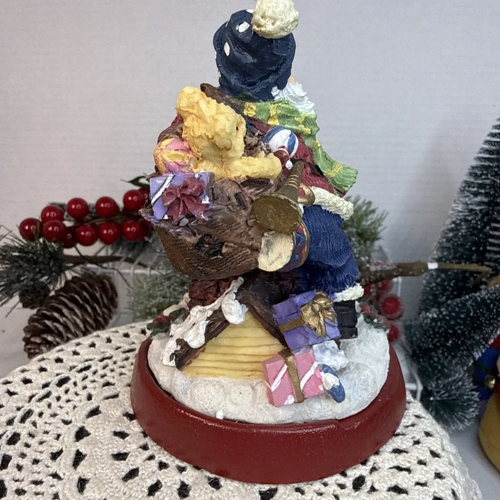 Cast Iron Base Santa with Bag of Toys Chimney Christmas Stocking Hanger Holder